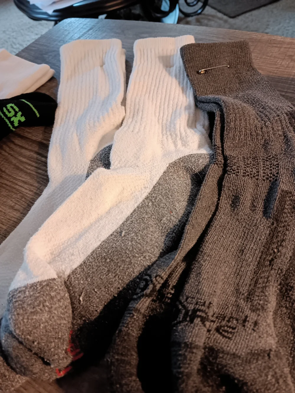 Men's Performance Crew Socks - Set Of Six Pair - White,  Neon Yellow & Black